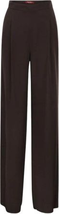 Max Mara Wijde broek - Dames - Wijde Broeken - Bruin - S - Broeken