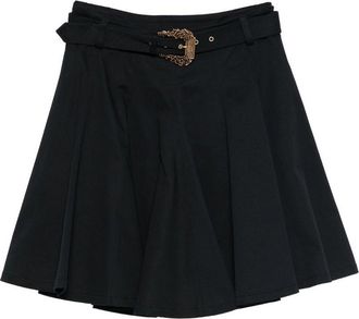 Versace Jeans Couture Mini Skirt In Black Cotton With Belt