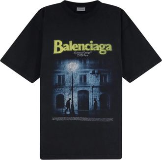 Balenciaga The Address Medium Fit T-shirt - Heren - T-shirts - Zwart - 2XL - Katoen - Tops