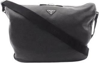 Prada Pre-owned Leather Crossbody Bag - Heren - Vintage Schoudertas - Zwart - ONE Size - Leer - Vintage