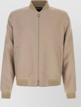 Ermenegildo Zegna linen bomber jacket ribbed cuffs hem pockets