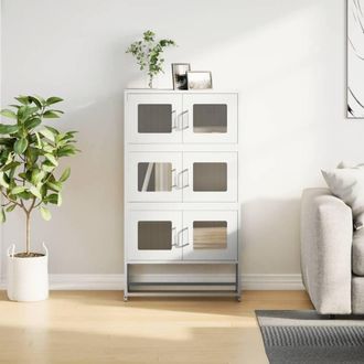 Berkfield Home Highboard White 68x39x123 cm Steel | Size: 68 x 39 x 123 cm