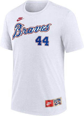 Nike Hank Aaron Atlanta Braves Cooperstown Nike Mens MLB T-Shirt in White | NJFD10AQFJ-VLB