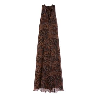 Max Mara Silk Chiffon Maxi Jurk - Dames - Maxi kleedjes - Bruin - S - Chiffon - Kleedjes