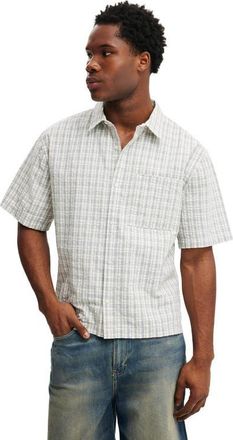 Cotton On Mens Darcy Short Sleeve Shirt in Off White Micro Check at Nordstrom, Size Xx-Small