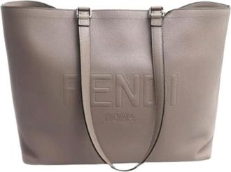 Fendi Pre-owned Tote Bags, female, Gray, Size: ONE SIZE Pre-owned Leather Tote Bag