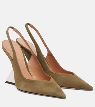 The Attico Cheope 105 suede slingback pumps