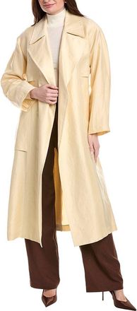 Lafayette 148 New York Belted A-Line Silk-Blend Trench Coat