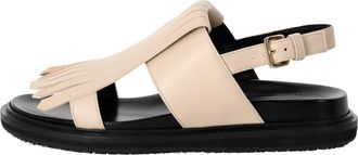 Marni Fussbett Fringed Sandals in Ivory Leather