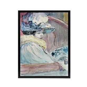 Artery8 Henry Somm Woman in a Lodge Watercolour Portrait Framed Canvas Art | Size: W24 x H32