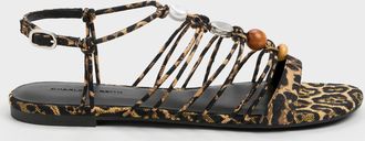 Charles & Keith Georgie Leopard-Print Bead Strappy Sandals