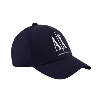 A|X Armani Exchange Caps, male, Black, Size: ONE SIZE Printed Cotton Cap with Buckle Fastening