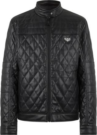 Philipp Plein Eco Leren Gewatteerde Jas - Heren - Zomerjassen - Zwart - L - Denim - Jassen