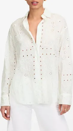 Madewell Eyelet Oversize Button-Up Shirt in White at Nordstrom, Size Xx-Large