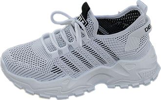 Generic Womens Breathable Mesh Knit Slip On Sneakers for Running Casual Daily Wear Athletic Design Shoes Womens Trainers Size 4 Black Women