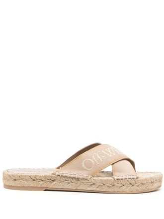 Off-white Bookish espadrilles met gekruiste bandjes - Beige
