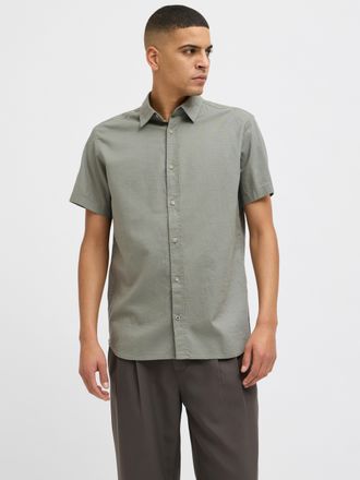 Jack & Jones Kurzarmhemd JACK & JONES JJPIERRE SLUB SHIRT SS, Herren, Gr. S, N-Gr, gr&uuml;n (agave gr&uuml;n), Web, Obermaterial: 100% Baumwolle, unifarben, Basic, Hemden K