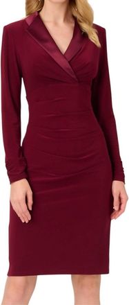 Adrianna Papell Jersey Tuxedo Dress In Red Wine