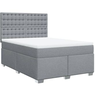 vidaXL Cama Box Spring Con Colch&oacute;n Tela Gris Claro 160x200 Cm Vidaxl