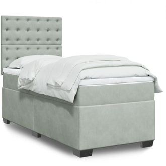 vidaXL Vidaxl - Cama Box Spring Con Colch&oacute;n Terciopelo Gris Claro 90x190 Cm