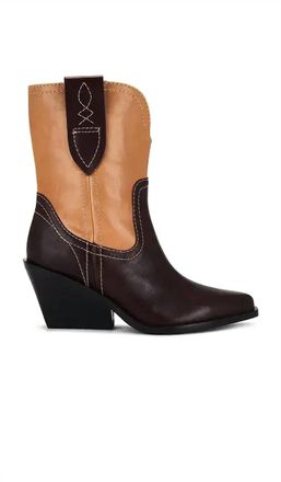 Free People Womens Pitchfork Point Western Boots In Espresso/camel