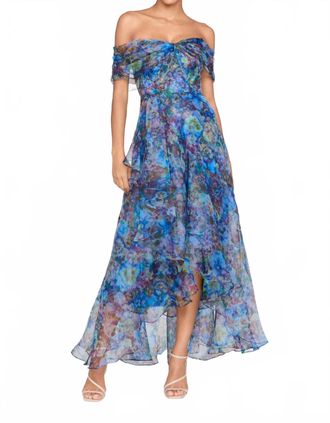 Theia Alona Off Shoulder Gown In Pansy Dream