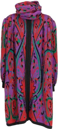 Valentino Garavani 1980s jacquard wool cardi-coat - women - Wool - L - Purple