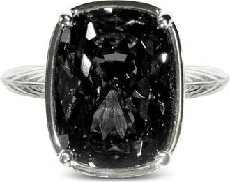 Sterling Forever Cushion Cut Statement Ring in Black/silver at Nordstrom, Size 10