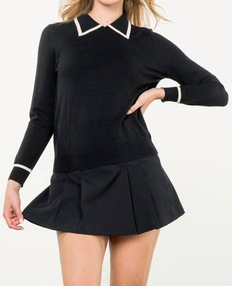 THML Clothing Merritt Collared Sweater In Black & Stone