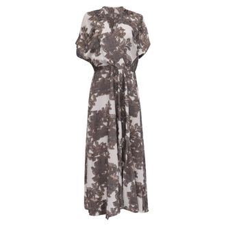 Zero + Maria Cornejo Zero + Maria Cornejo Floral-Print Midi Dress in Brown Viscose