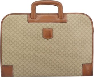 Celine Vintage Macadam Handbag Canvas And Leather Beige Canvas Handbag (Pre-Owned)