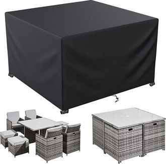 OEM Housse Salon De Jardin 218x218x90cm Noir 420d Oxford Housse Table De Jardin Rectangulaire Protection Bache Table De Jardin Mobilier Ext&eacute;rieur Imperm&eacute;a