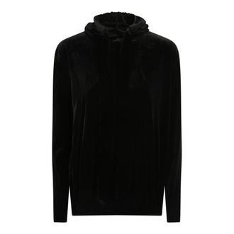 Norma Kamali Zwarte Sweatshirt met Trekkoord Capuchon - Dames - Hoodies - Zwart - M - Polyester - Hoodies & sweatvesten