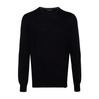 Fay Round-neck Knitwear, male, Black, Size: 2XL Crewneck Shirt with Patches