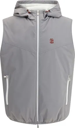 Brunello Cucinelli Gray Polyamide Sleveless Mens Jacket