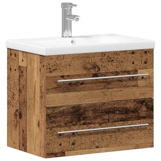 Berkfield Home Bathroom Sink Cabinet with Built-in Basin Old Wood Engineered Wood in Brown