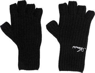 Amiri logo-embroidered cashmere fingerless gloves - men - Cashmere - One Size - Black