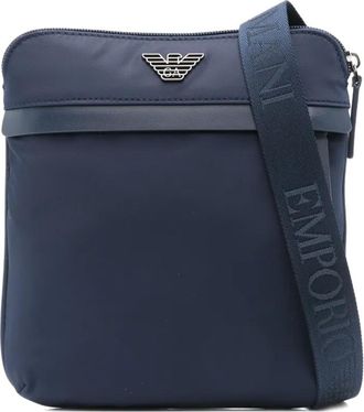 Emporio Armani Borsa messenger con placca logo - Blu