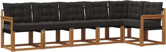 vidaXL Conjunto De Sof&aacute;s De Exterior 6 Uds. Natural Y Negro Vidaxl