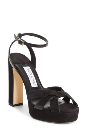 Jimmy Choo London Kove Ankle Strap Platform Sandal in Black/Black at Nordstrom, Size 10.5Us