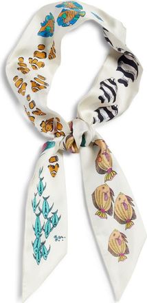Echo At Sea Silk Ribbon Scarf in White Multi at Nordstrom