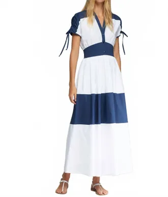Vilagallo Linda Maxi Dress In White/navy