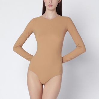 Maison Margiela Skin-tone bodysuit in lycra jersey