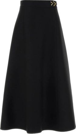 Valentino Solid Crepe Couture Rok - Dames - Midirokken - Zwart - S - Wol - Rokken
