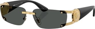 Versace Rimless Rechthoek Zonnebril - Heren - Zonnebrillen - Geel - 59 MM - Accessoires