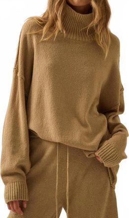 Promesa Textured Mock-Neck Sweater In Brown