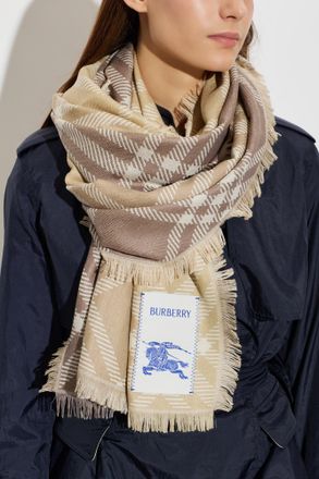 Burberry Scarf With Logo, Unisex, Beige