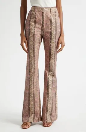 Cinq &agrave; Sept Pepper Paisley Bootcut Jeans in Amour Pink Multi at Nordstrom, Size 14