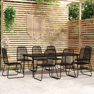 vidaXL Cena De 9 Pc Set Para Jard&iacute;n Negro