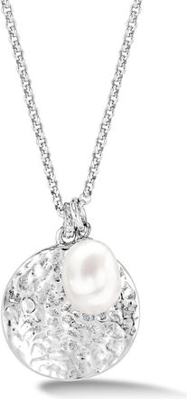 Dower & Hall Hammered Disc & White Freshwater Pearl Nomad Pendant